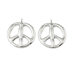 Платинированный Латунные подвески, знак мира прелести, Реальная платина, 25.5x23x3.5 мм, отверстие : 1.8 мм