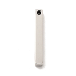 Stainless Steel Color Non-Tarnish 201 Stainless Steel Pendants, Cuboid Charms, Stainless Steel Color, 40x5.5x5.5mm, Hole: 3mm