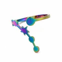 Rainbow Color Ионное покрытие (ip) 304 открытая манжета с утренней звездой из нержавеющей стали для женщин, Радуга цветов, размер США 6 1/4 (16.7 мм)