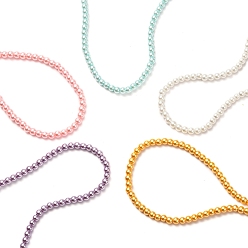 (52) Непрозрачная лаванда Винтажное окрашенное круглое стеклянное жемчужное ожерелье из бисера для девочки, женщины, матери, разноцветные, 15.7 дюйм (40 см)