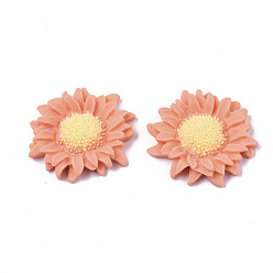 Легкий Лосось Непрозрачные кабошоны из смолы, цветок, светлый померанцевый, 36x33x7.5 мм