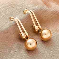 Настоящее золото 18K 304 круглые серьги-гвоздики из нержавеющей стали, ионное покрытие (ip), реальный 18 k позолоченный, 47.5x14 мм