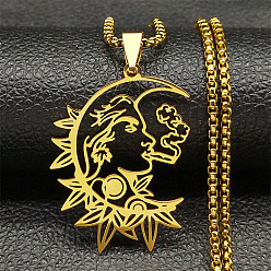 Золотой Готика 201 полые ожерелья из нержавеющей стали с подвеской в виде луны и женщины, золотые, 23.31 дюйм (59.2 см)