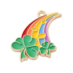 Радуга Подвески из сплава с эмалью ко Дню Святого Патрика, без кадмия, без никеля и без свинца, стойки покрытие, золотые, радуга, 23x29x1.5 мм, отверстие : 1.6 мм