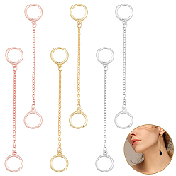 (52) Непрозрачная лаванда 3 пары латунных серег-колец, с латунным кабельных цепей, разноцветные, 84 мм