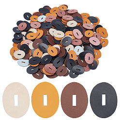 (52) Непрозрачная лаванда 100шт 4 цвета кожа ручка шайбы, кожаная прокладка, овальные, для изготовления ножей, разноцветные, 33x25x2 мм, отверстие : 10x3 мм, 25 шт / цвет
