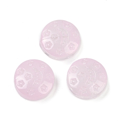 чертополох Прозрачные стеклянные бусины, Плоский круглый с луной и звездой, спекающийся лак, чертополох, 13x6 мм, отверстие : 1 мм