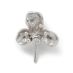 Платина 925 подвеска-цветок из стерлингового серебра с прозрачными кубическими цирконами, за половину пробурено бисера, родий, с печатью 925, платина, 14x11.5x7.5 мм, отверстие : 6x2.5 мм, штифты : 5x1 мм