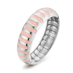 Pink Полосатые браслеты из цинкового сплава с эмалью для женщин, платина, розовые, внутренний диаметр: 2-3/8 дюйм (5.9 см)