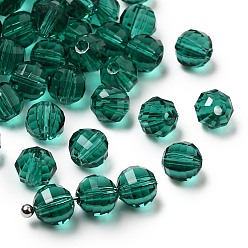 Темный Голубой К 9 стекло, имитация Австрийские кристаллические шарики, класс AAA, граненые, круглые, темные голубые, 6 мм, отверстие : 0.7~0.9 мм