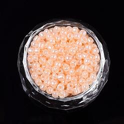 Bisque Glass Seed Beads, Ceylon, Round, Bisque, 4mm, Hole: 1.5mm, about 4500pcs/pound