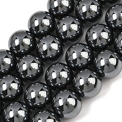 Non-magnetic Hematite Synthetic Non-magnetic Hematite Beads Strands, Smooth Round, Grade 5A, 14mm, Hole: 1.4mm, about 30pcs/strand, 16.54''(42cm)