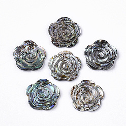 Coloré Paua cabochons, fleur, colorées, 19x20x2mm