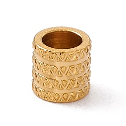 Золотой Узор шеврон 304 европейские бусины из нержавеющей стали, большое отверстие шарик, колонка, золотые, 6x6 мм, отверстие : 4 мм