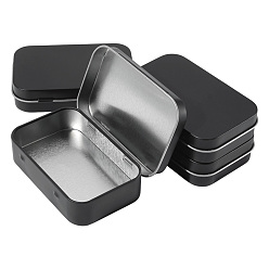 Черный 4шт. железные коробки для хранения ювелирных изделий с откидной крышкой, для свечей, сухое хранение, специи, чай, конфеты, сувениры для гостей, прямоугольные, чёрные, 9.8x6.35x2.25 см