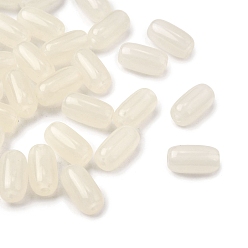 (404) Непрозрачное AB Кислое яблоко Непрозрачные акриловые бусины, колонка, цветочный белый, 14x7 мм, отверстие : 2 мм