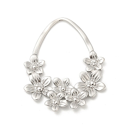 Нержавеющая Сталь Цвет Не тускнеющие 304 подвески из нержавеющей стали, слезинка с цветочным шармом, цвет нержавеющей стали, 48x37.5x2 мм