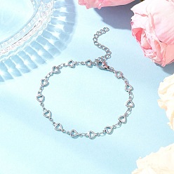 Сердце 304 браслеты из нержавеющей стали ссылка для женщин, сердце, 7-1/8 дюйм (18 см)