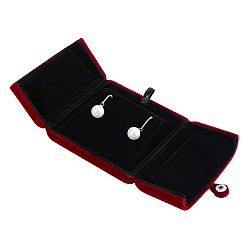 Dark Red Velvet Jewelry Packing Boxes for Big Pendants, Square, Dark Red, 10.1x10.1x4.6cm