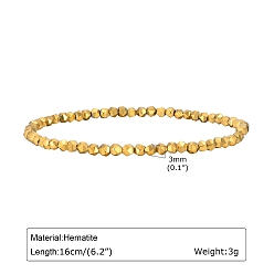 Oval Unmagnetische synthetischen Hämatit Stretch-Armbänder, golden, ellipsenförmige, 6-1/4 Zoll (16 cm)