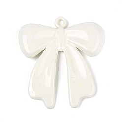 Белый Спрей окрашены сплава большие кулоны, бантом, без кадмия, без никеля и без свинца, белые, 59.5x53x6 мм, отверстие : 4 мм