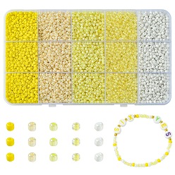 Желтый 225 g 5 стили стеклянный бисер, непрозрачные семян цветов, маленькие бусины для изготовления ювелирных изделий, круглые, желтые, 8/0, 0.3~3 мм, отверстие : 0.8~1 мм, 45 g / style