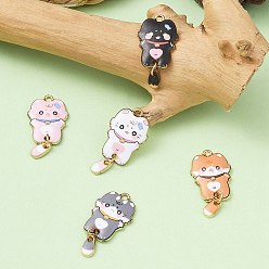 (52) Непрозрачная лаванда 5 шт 5 цвета сплава эмалевые подвески, без кадмия, без никеля и без свинца, золотые, кошачье очарование, разноцветные, 31x15.5x2 мм, отверстие : 2 мм, 1 шт / цвет