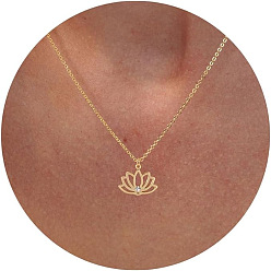 Цветок Латунные ожерелья с подвесками для женщин, золотые, цветок, 17.72 дюйм (45 см)