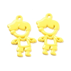 Желтый Кулон из сплава, окрашенный распылением, выдолбленный мальчик, желтые, 22x13x1.5 мм, отверстие : 1 мм