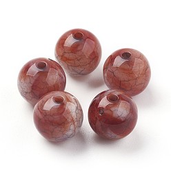 Коричневый Бисера треск акриловые, имитация нефрита, круглые, коричневые, 11~11.5 мм, Отверстие : 2 мм , около 520 шт / 500 г