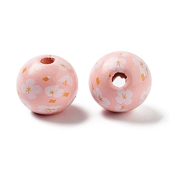 Rose Brumeux Bois perles européennes, Perles avec un grand trou   , fleur, rose brumeuse, 15.5~16x14.5mm, Trou: 4mm
