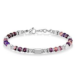 Бирюза Регулируемые 304 браслеты из нержавеющей стали с бусинами из драгоценных камней, прямоугольные, 6-1/4 дюйм (16 см)