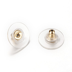 Golden 304 Stainless Steel Bullet Clutch Earring Backs, with Plastic Pads, Ear Nuts, Golden, 12x12x6mm, Hole: 1mm, Fit For 0.6~0.8mm Pin