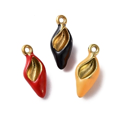 (52) Непрозрачная лаванда 304 нержавеющей стальной эмали подвески, ионное покрытие, в форме раковины, золотые, разноцветные, 16x7x6 мм, отверстие : 1.2 мм