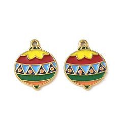 Другие 304 нержавеющей стальной эмали подвески, прелести рождественской тематики, ионное покрытие (ip), реальный 18 k позолоченный, мяч, 18.5x15x2 мм, отверстие : 1.2 мм