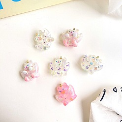 Mixed Color Transparent Acrylic Pendants, Bear, Mixed Color, 37x27.6x27.7mm, Hole: 3.5mm