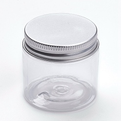 Прозрачный Прозрачные пластиковые бусины, с алюминиевой крышкой, колонка, платина, прозрачные, 5x4.8 см, емкость: 60 мл (2.02 жидких унций)