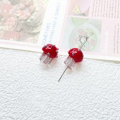 Гриб Бусины лэмпворк , красные, гриб, 15x13 мм