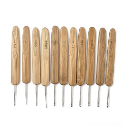 Перу 11шт. железные крючки для вязания, с бамбуковыми ручками, Перу, 133~135x13.5x7 мм