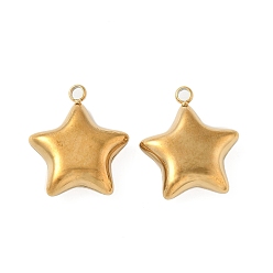Настоящее золото 18K 304 подвески из нержавеющей стали, звезды прелести, ионное покрытие (ip), реальный 18 k позолоченный, 18x15.5x5 мм, отверстие : 1.8 мм