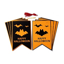 Bat 16Pcs 2 Color Flag Felt Ornaments, with Nylon Rope and Plastic Pins, Halloween Hanging Decorations, for Party Gift Home Decoration, Bat Pattern, 239x150x1mm, Hole: 3.5mm