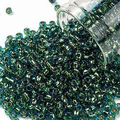 (756) 24K Gold Lined Aquamarine Круглые бусины toho, японский бисер, (756) 24 аквамарин, облицованный золотом, 8/0, 3 мм, отверстие : 1 мм, Около 220 шт / 10 г