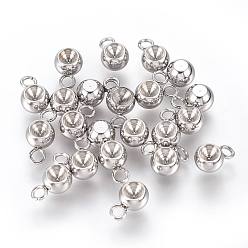 Нержавеющая Сталь Цвет Устойчивы к потускнению 201 подвески из нержавеющей стали со стразами, круглые, цвет нержавеющей стали, пригодный для стразов 3 мм, 7.8x5x4 мм, отверстие : 1.6 мм