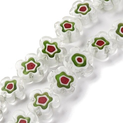 Прозрачный Handmade millefiori lampwork beads strands, слива, прозрачные, 9.5x10.5x3.5 мм, отверстие : 0.8 мм, около 35 шт / нитка, 14.17'' (36 см)