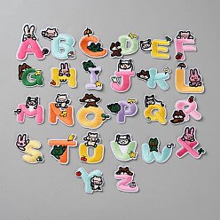 (52) Непрозрачная лаванда Полиэстер гладить/пришивать заплатки, термоклей, аппликации из ткани, животные, буквы, разноцветные, 41~50x30~50x1.5~2 мм, 26 шт / комплект