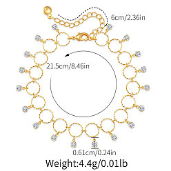 Ring Браслеты на ногу из латунной цепочки с кисточкой из хрустальных страз для женщин, золотые, кольцо, 8-1/2 дюйм (215 мм)
