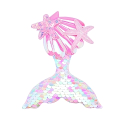 Разноцветный Пластиковые заколки для волос из кожи аллигатора с блестками и рыбьим хвостом русалки, аксессуары для волос для девочки, красочный, 110x90 мм