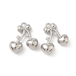 Платина Латунные микро проложить кубического циркония подвески, черри прелести, платина, 16x16x5.5 мм, отверстие : 1.6 мм