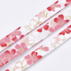 Farbig Flachen Tuch Schnüre, Blumenmuster, Farbig, 9.5x1.5 mm, ca. 5.46 Yards (5 m)/Rolle