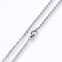 Stainless Steel Color 304 Stainless Steel Cable Chains Necklaces, with Lobster Claw Clasps, Stainless Steel Color, 17.7 inch(45cm), 1.2mm